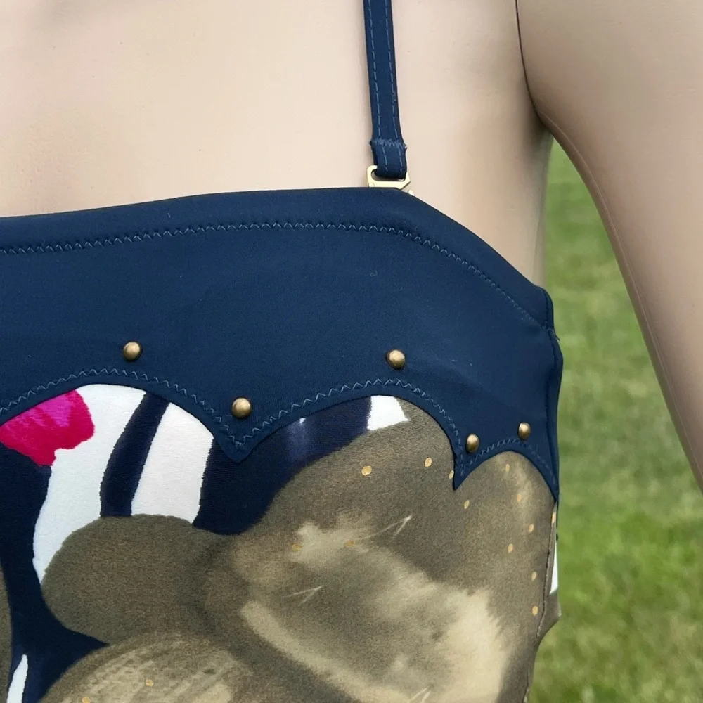 - Gottex Studded Floral Bandeau Maillot! EUC!